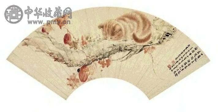 曹克家 猫戏图 扇面 纸本