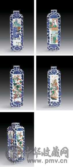 田中 野夫　中国古美術清雍正時代大清雍正年製在銘粉彩花石紋花瓶(A-81) 清代雍正青花五彩粉彩人物方瓶收藏资讯|艺术家|书画家|书画名人|书法家