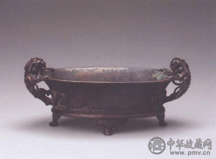 清初 双螭耳铜香炉