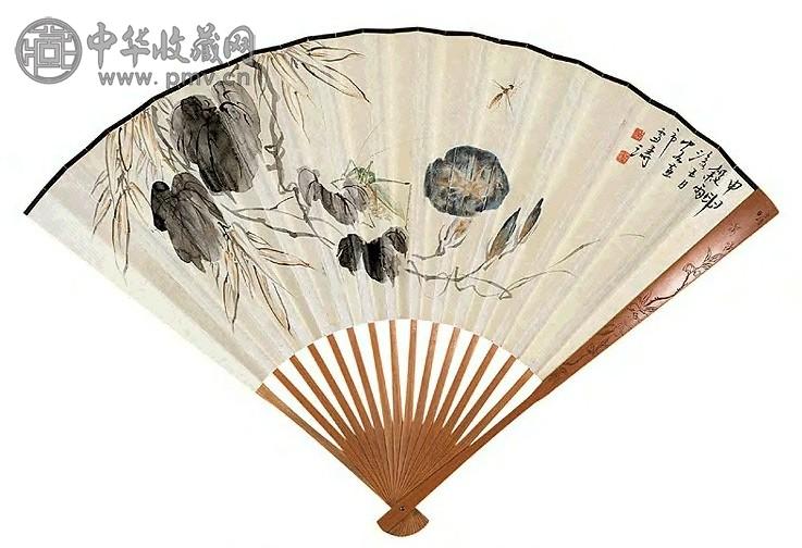 近现代 王雪涛 牵牛花 成扇