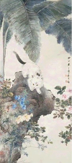 颜伯龙 甲申(1944)年作 耄耋富贵 立轴 设色纸本