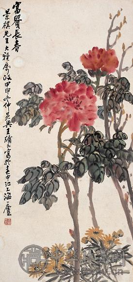 王牖民 富贵长春 立轴 设色纸本