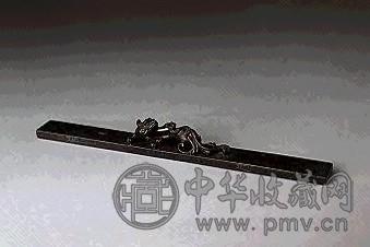 明晚期 石叟款铜嵌银丝螭纽镇尺