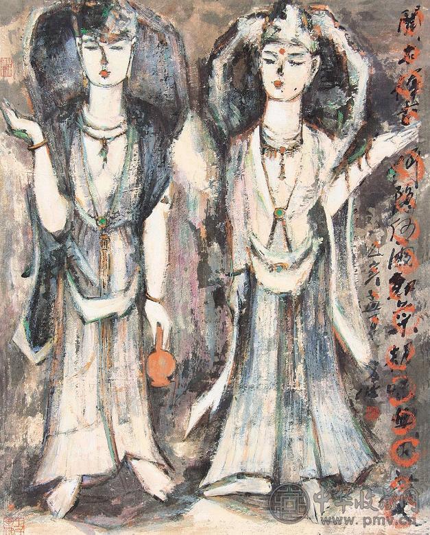 王乃壮 双佛 镜心 设色纸本