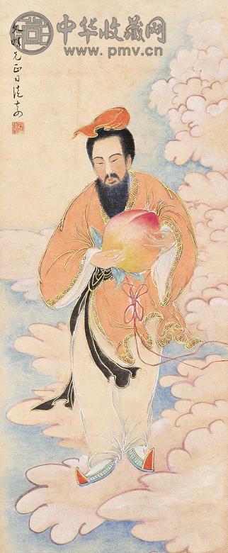 司徒奇 献寿图 立轴 设色纸本