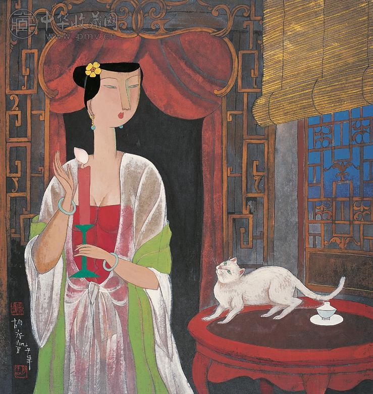 胡永凯 秉烛 镜心 设色纸本