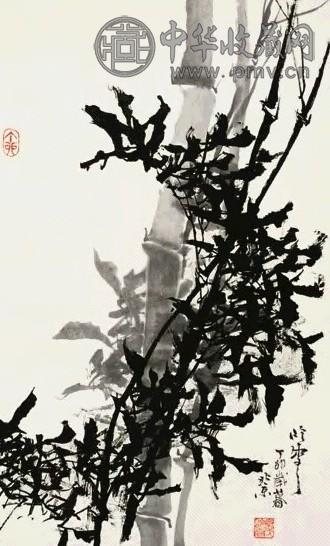 秦岭云 风竹 轴 水墨纸本