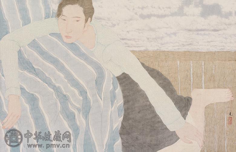 张见 蓝调人物 镜心 设色纸本