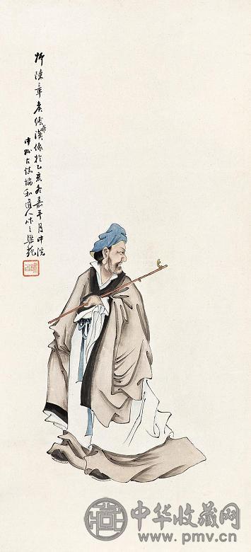 梁啸白 乙亥(1935年)作 人物 立轴 设色纸本