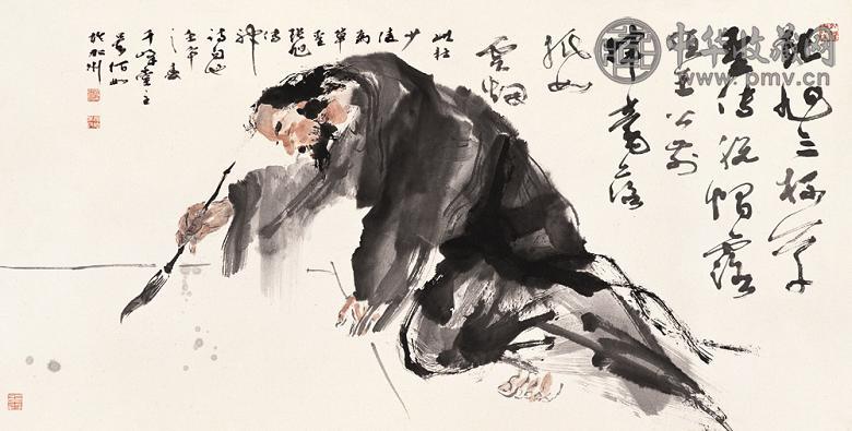 吴伯如 壬午(2002年)作 草圣张旭 镜心 设色纸本