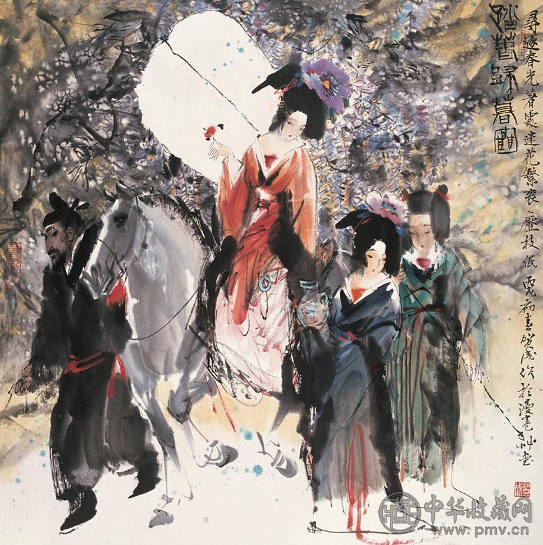 贺成 丙戌(2006年)作 春游归暮图 镜心 纸本