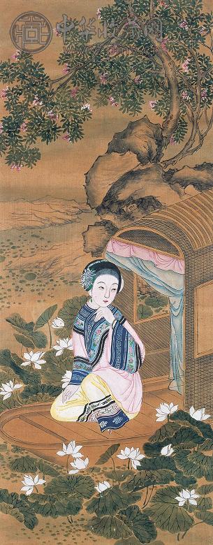 采莲图 镜心 纸本