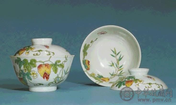 清道光粉彩“过长治”花果纹盖碗(1对) 收藏资讯|艺术家|书画家|书画名人