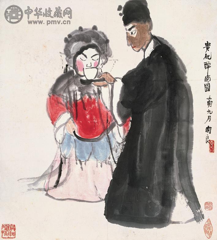 关良 丙寅(1962年)作 贵妃醉酒 立轴 纸本