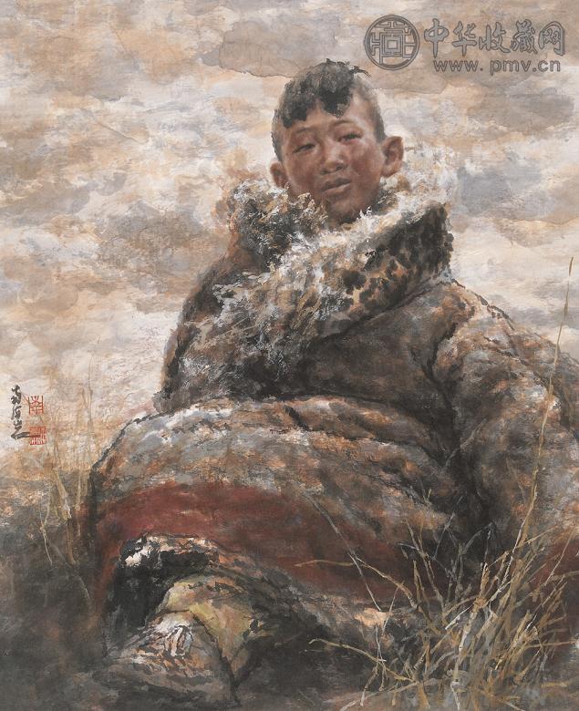 南海岩 纯真少年 立轴 纸本