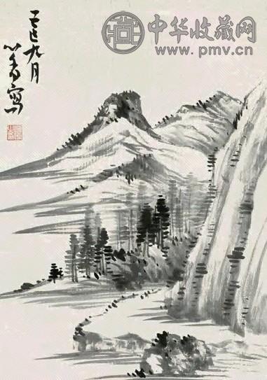溥儒 1923年作 山水 镜心 水墨纸本