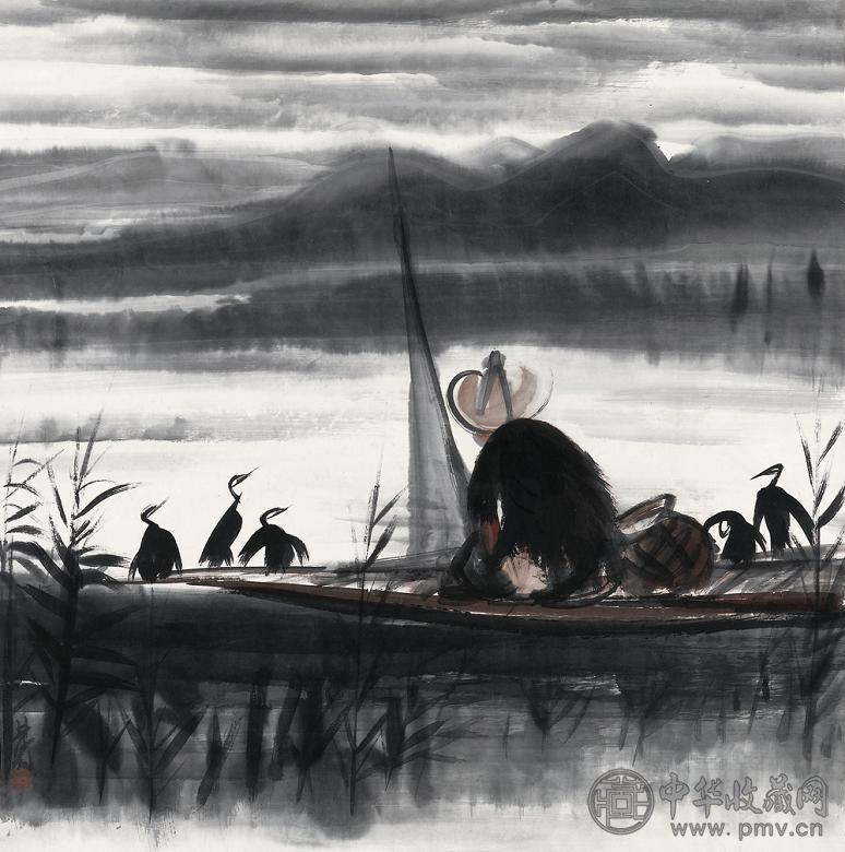 林风眠 渔父 镜心 设色纸本