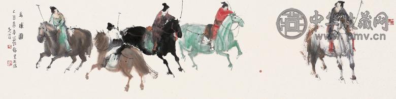 彭先诚 乙酉(2005年)作 马球图 镜心 设色纸本