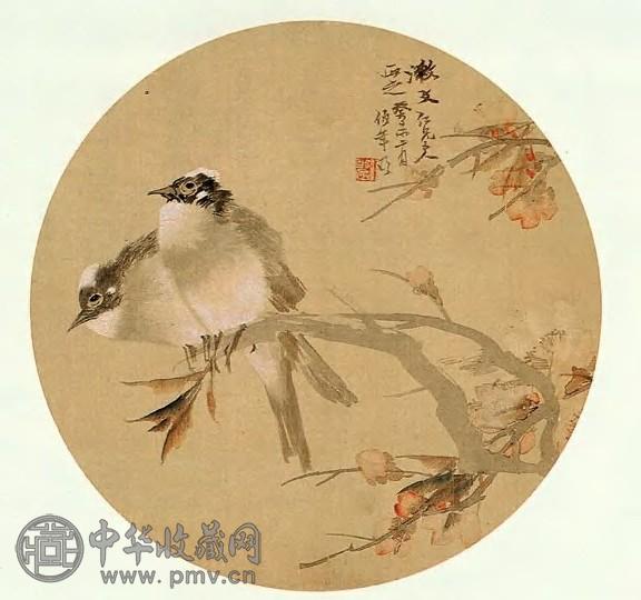 任伯年 桃花白头 镜片