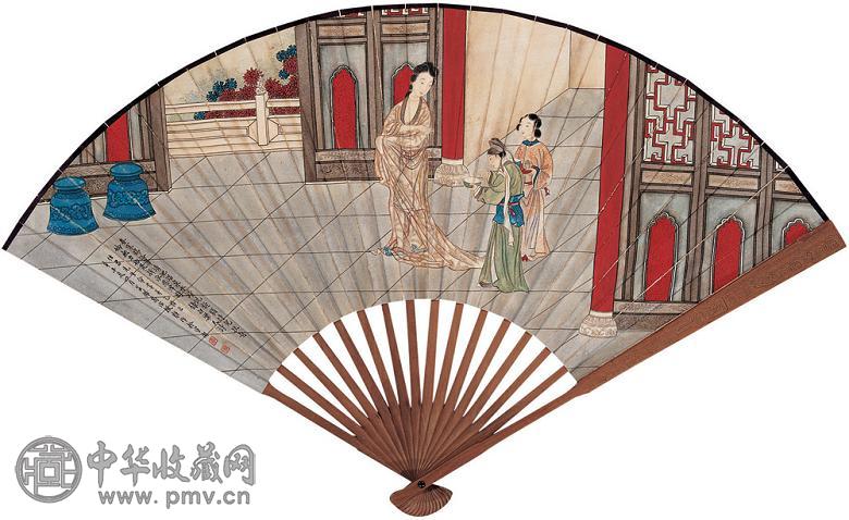 高治徵 金兆蕃 春寒赐浴华清池 行书 成扇 设色纸本