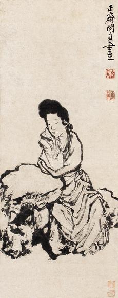 闵贞 仕女 立轴 水墨纸本