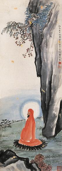 金城 1923年作 达摩 立轴 设色纸本