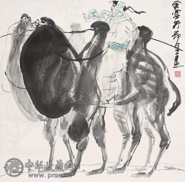 吴团良 风雪情 立轴 设色纸本