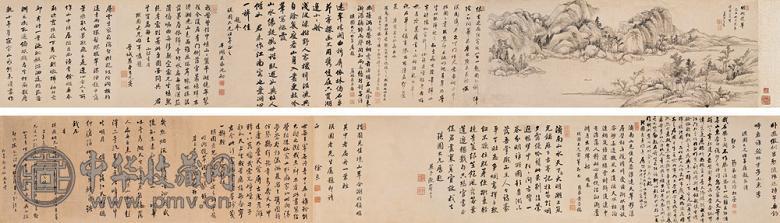 王宸 1769年作 明湖榄翠 手卷 水墨纸本