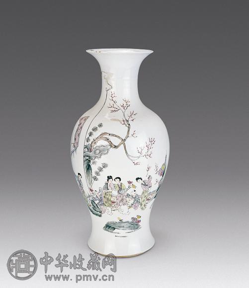 民国 粉彩人物纹观音瓶