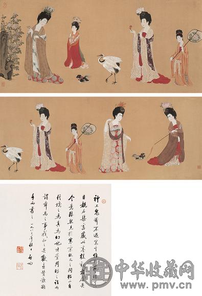 金振之 临簪花仕女图 手卷 设色绢本