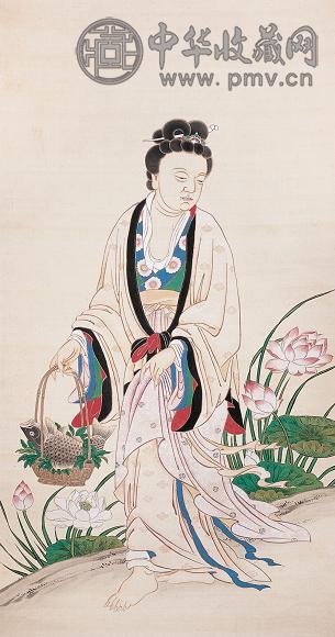 鱼篮观音 立轴 设色绢本