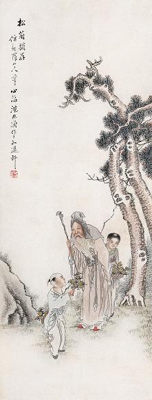 沈心海 松菊犹存 立轴 设色纸本