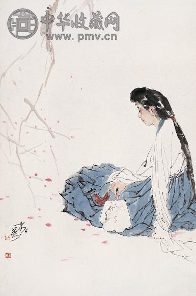 何家英 少女 立轴 设色纸本