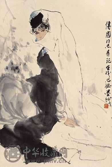 周思聪 1982年作 少女图 立轴 设色纸本