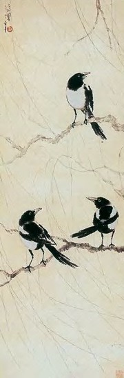 徐悲鸿 三喜图 轴 纸本设色