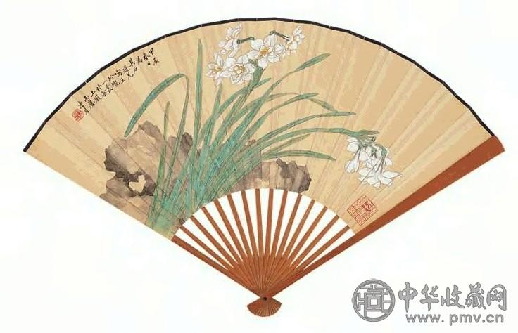 陶冷月 甲辰(1964) 玉玲珑 扇面 设色纸本