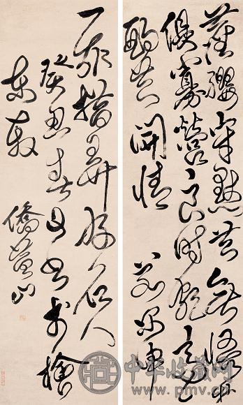 傅山(款) 草书 立轴四屏 水墨纸本 收藏资讯|艺术家|书画家|书画名人|书法家-中华收藏网