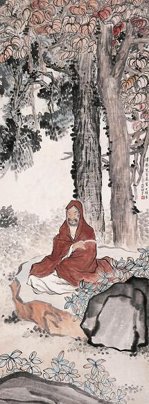 陈年 文殊像 轴 纸本设色