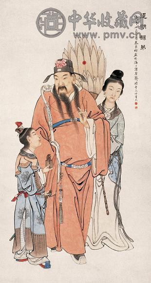 朱良材 1930年作 退朝归第图 立轴 设色纸本