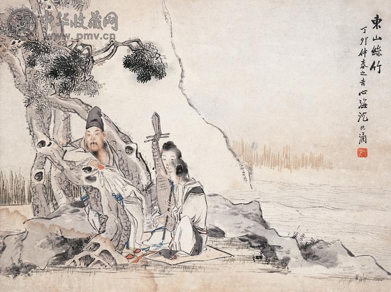 沈心海 1927年作 东山丝竹 镜心 设色纸本