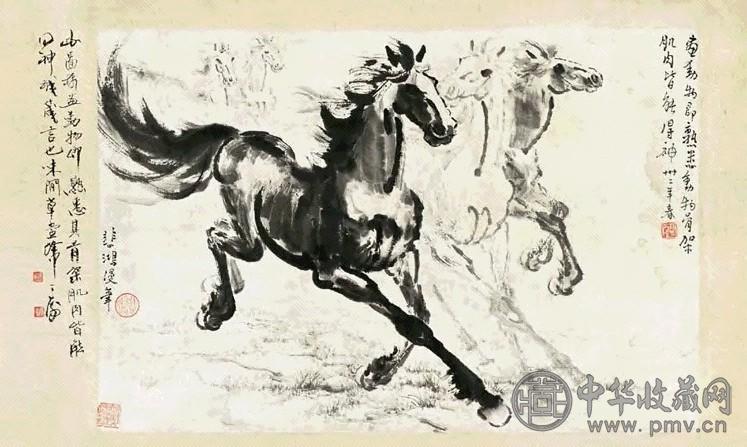 徐悲鸿 奔马 轴 纸本墨笔