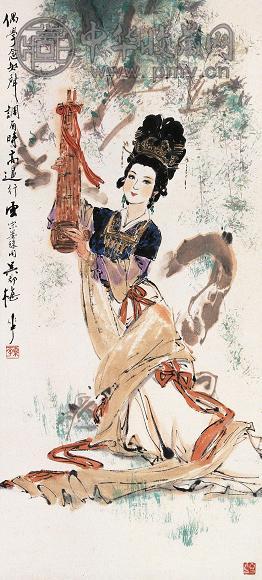 颜梅华 晏殊词意图 立轴 设色纸本