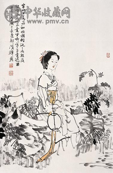 刘国辉 2003年作 仕女图 立轴 设色纸本