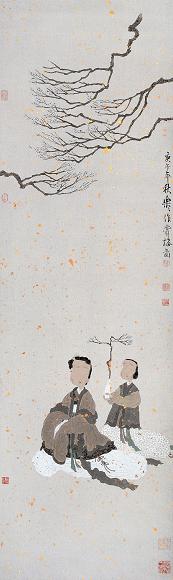 徐乐乐 1990年作 赏梅图 镜心 设色纸本
