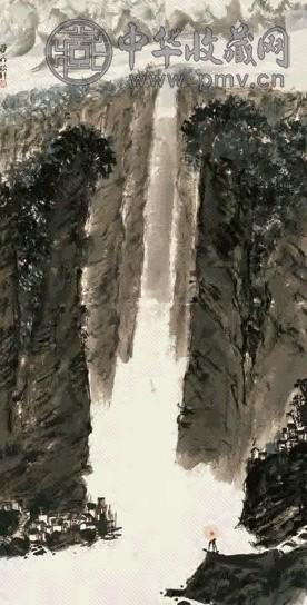 亚明 1964年作 江岸人家 立轴 设色纸本