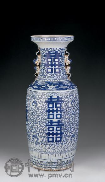 清道光青花莲花喜字双耳瓶收藏资讯|艺术家|书画家|书画名人|书法家