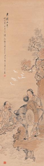 钱慧安 乘槎入斗 立轴 设色纸本