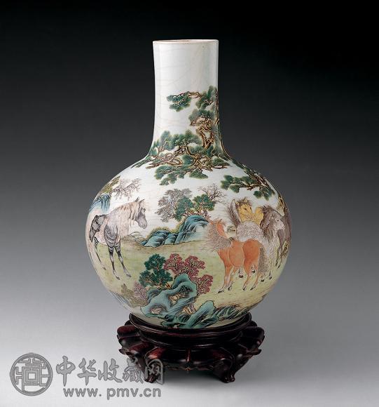 民国粉彩八骏图天球瓶收藏资讯|艺术家|书画家|书画名人|书法家-中华收藏网