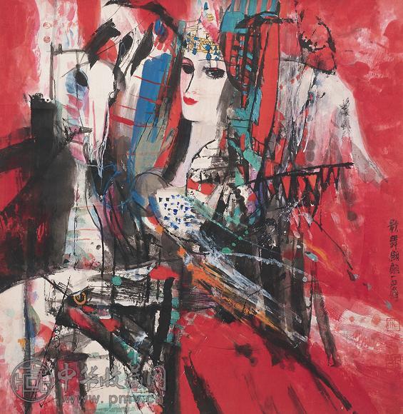 石齐 人物 立轴 设色纸本