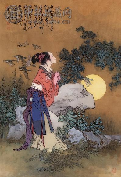 华三川 1988年作 同醉月怀 镜心 设色绢本